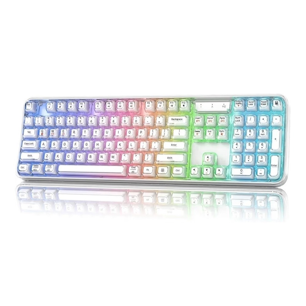 MOFII Wireless RGB Keyboard Tri-Mode Bluetooth/USB-C/2.4G Crystal Jelly Keys